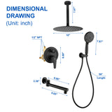 Shower Faucet Set with Tub Spout Rain Shower System Bathroom Shower Set Tub Shower Faucet Combo Set Complete Celling Mounted