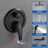 Shower Faucet Set with Tub Spout Rain Shower System Bathroom Shower Set Tub Shower Faucet Combo Set Complete Celling Mounted
