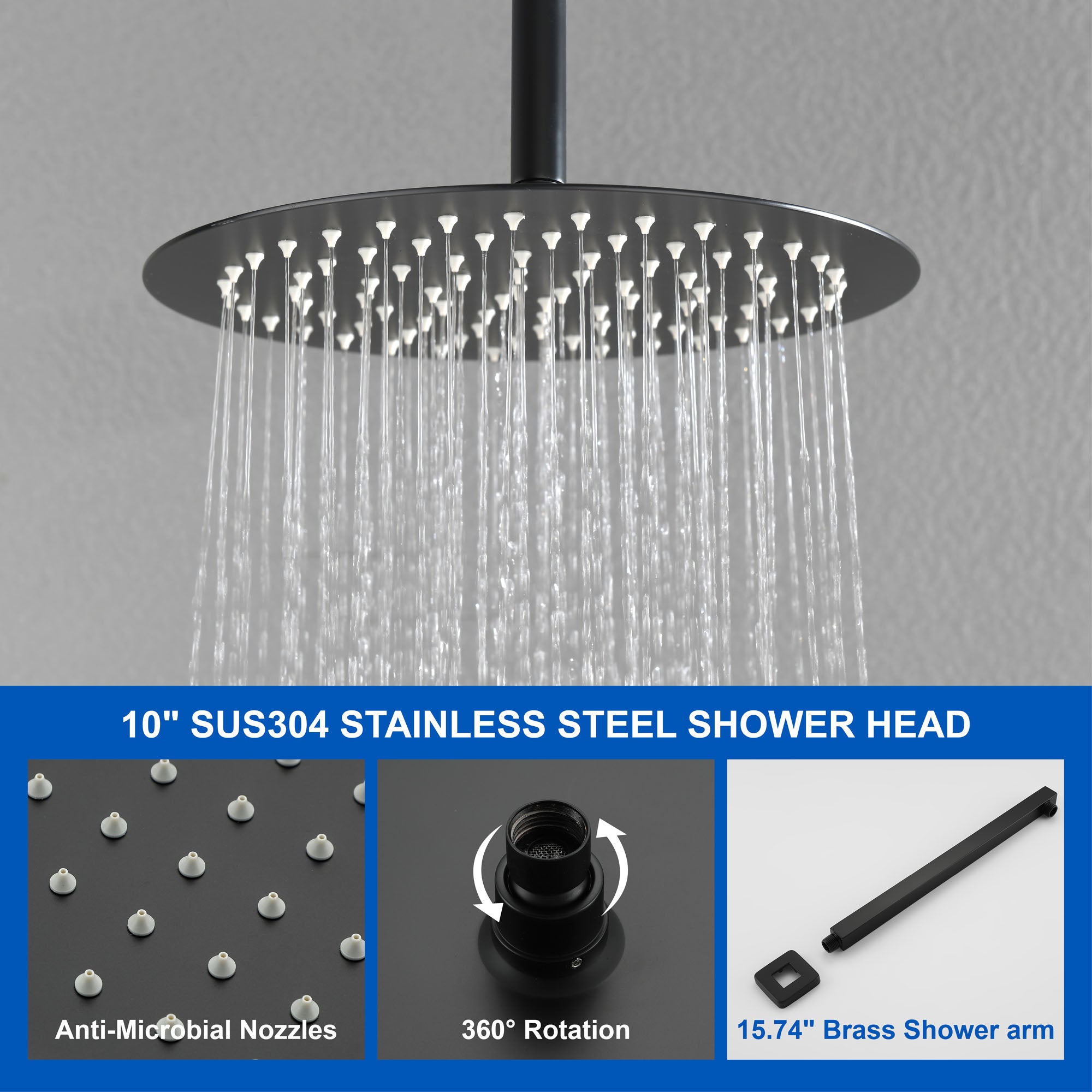 Shower Faucet Set with Tub Spout Rain Shower System Bathroom Shower Set Tub Shower Faucet Combo Set Complete Celling Mounted