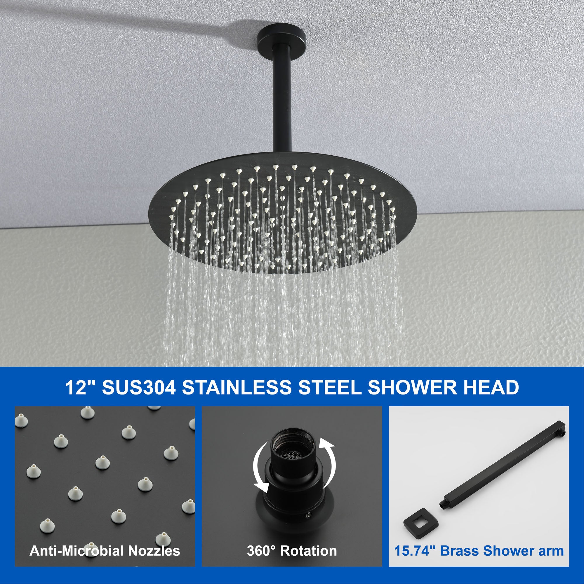 Shower Faucet Set with Tub Spout Rain Shower System Bathroom Shower Set Tub Shower Faucet Combo Set Complete Celling Mounted