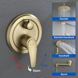 Shower Faucet Set with Tub Spout Rain Shower System Bathroom Shower Set Tub Shower Faucet Combo Set Complete Celling Mounted