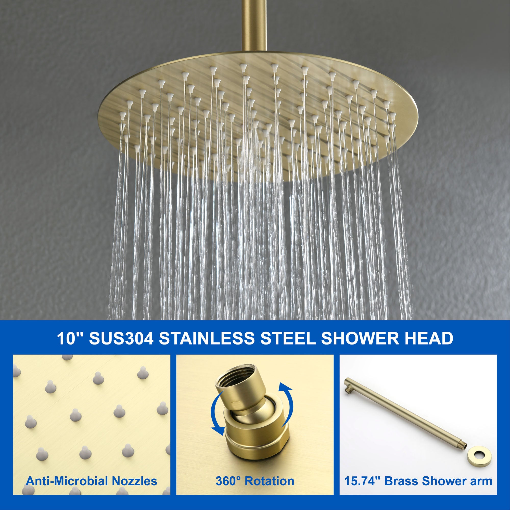 Shower Faucet Set with Tub Spout Rain Shower System Bathroom Shower Set Tub Shower Faucet Combo Set Complete Celling Mounted