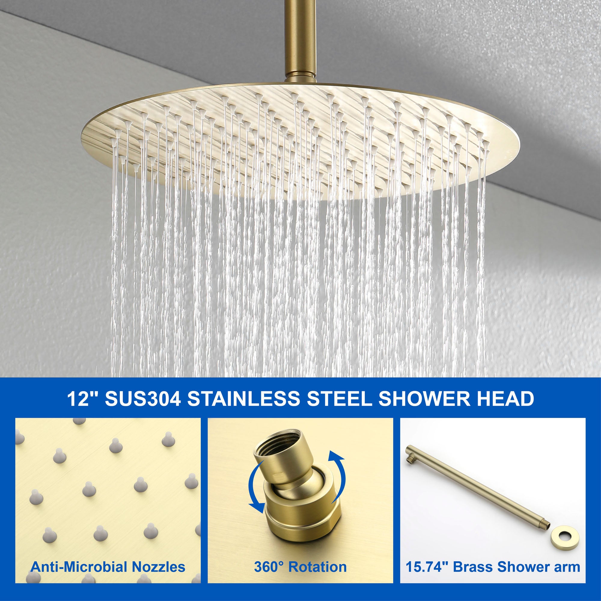Shower Faucet Set with Tub Spout Rain Shower System Bathroom Shower Set Tub Shower Faucet Combo Set Complete Celling Mounted