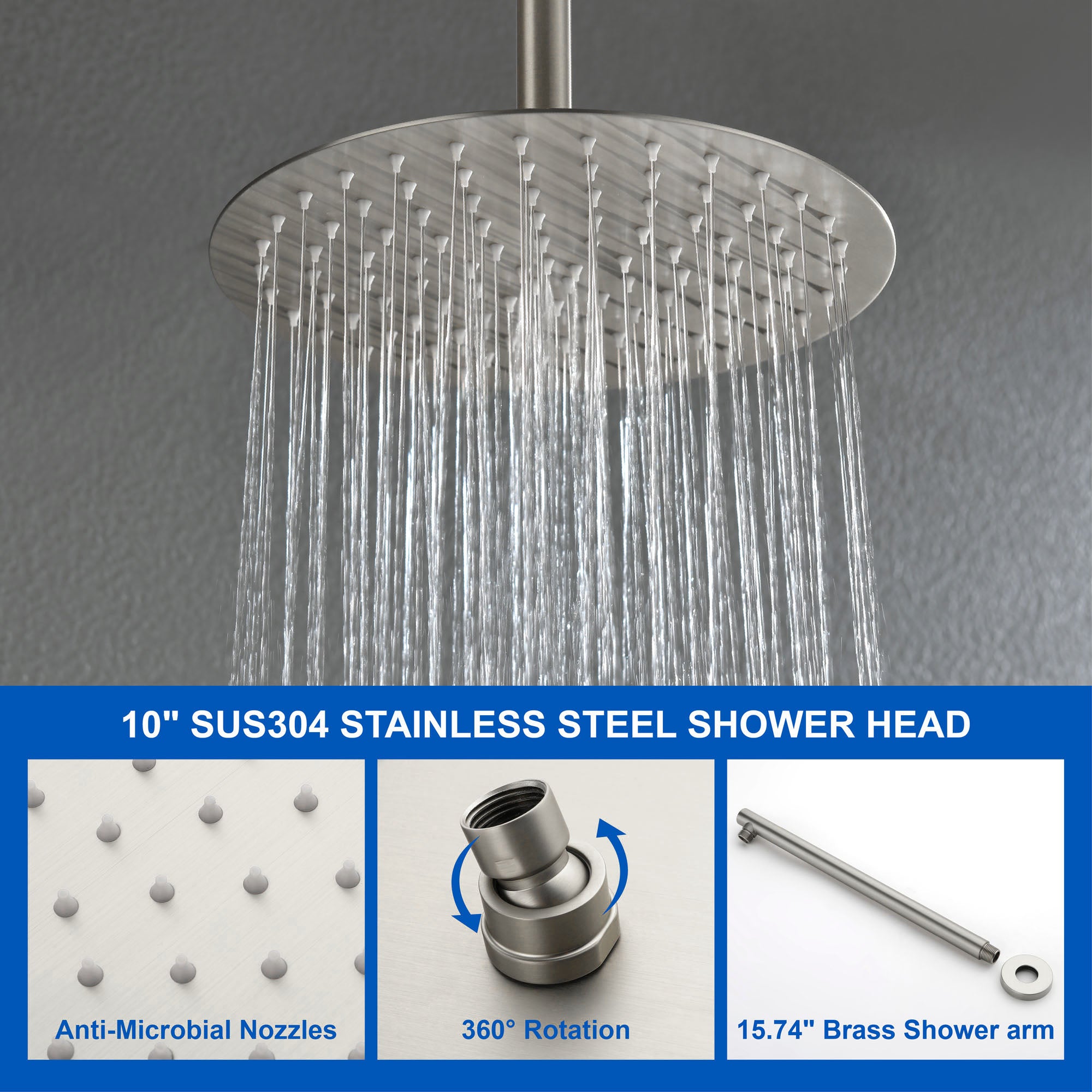 Shower Faucet Set with Tub Spout Rain Shower System Bathroom Shower Set Tub Shower Faucet Combo Set Complete Celling Mounted