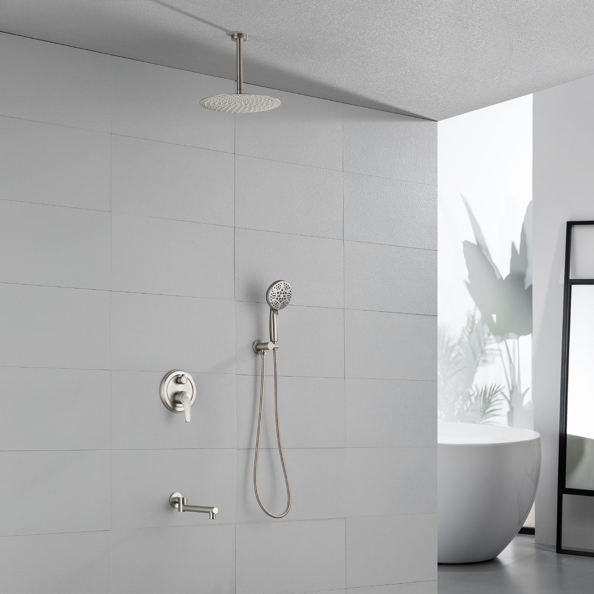 Shower Faucet Set with Tub Spout Rain Shower System Bathroom Shower Set Tub Shower Faucet Combo Set Complete Celling Mounted