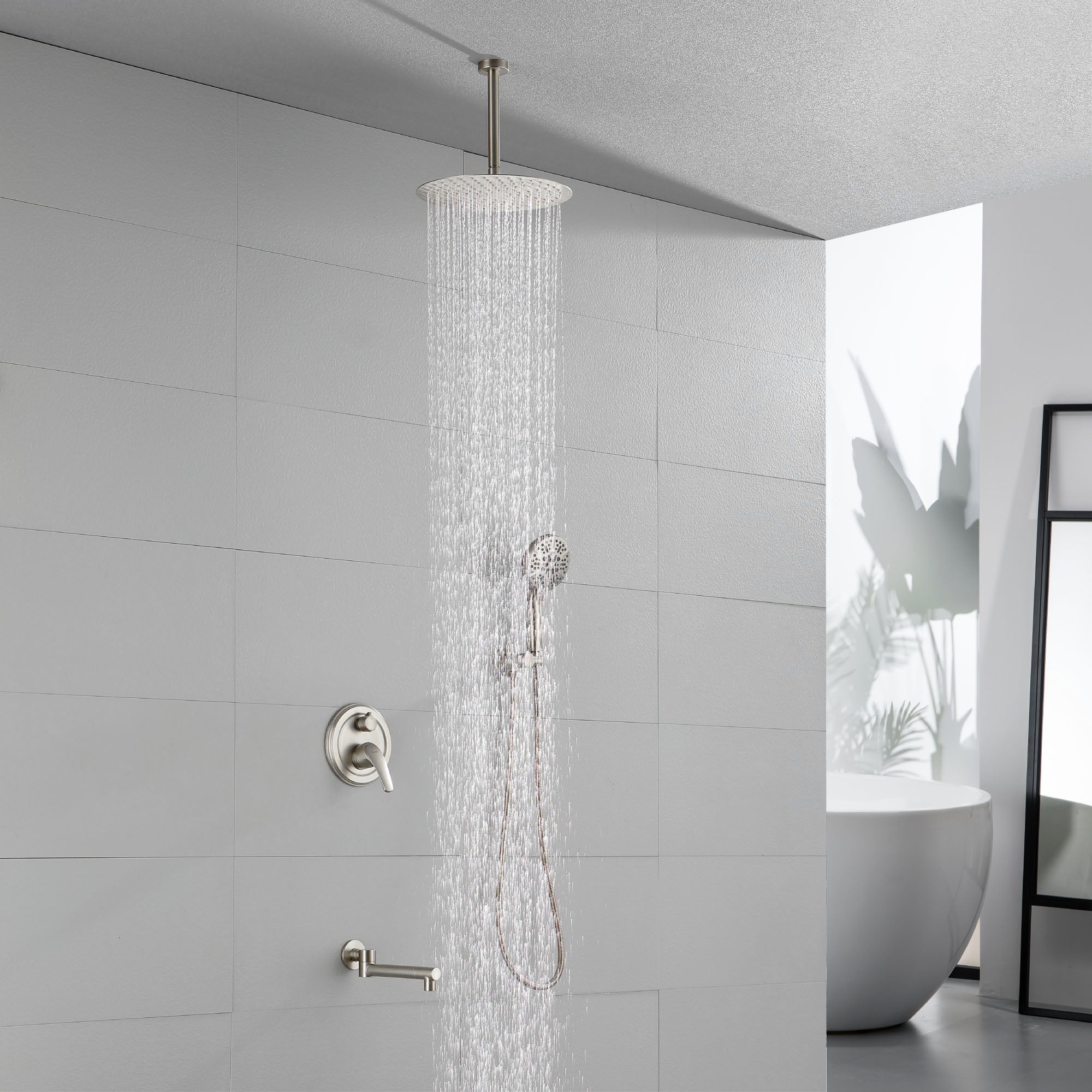 Shower Faucet Set with Tub Spout Rain Shower System Bathroom Shower Set Tub Shower Faucet Combo Set Complete Celling Mounted
