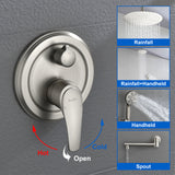 Shower Faucet Set with Tub Spout Rain Shower System Bathroom Shower Set Tub Shower Faucet Combo Set Complete Celling Mounted