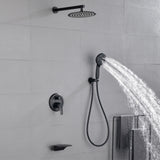 Shower System, 3-Function Wall Mounted Shower Faucet Set for Bathroom with High Pressure 10" Stainless Steel Rain Shower head and 7-Mode Handheld Shower Set