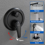 Shower System, 3-Function Wall Mounted Shower Faucet Set for Bathroom with High Pressure 10" Stainless Steel Rain Shower head and 7-Mode Handheld Shower Set