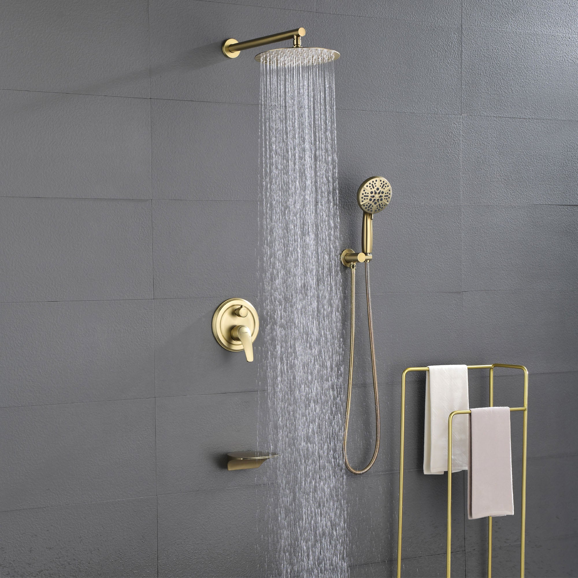 Shower System, 3-Function Wall Mounted Shower Faucet Set for Bathroom with High Pressure 10" Stainless Steel Rain Shower head and 7-Mode Handheld Shower Set