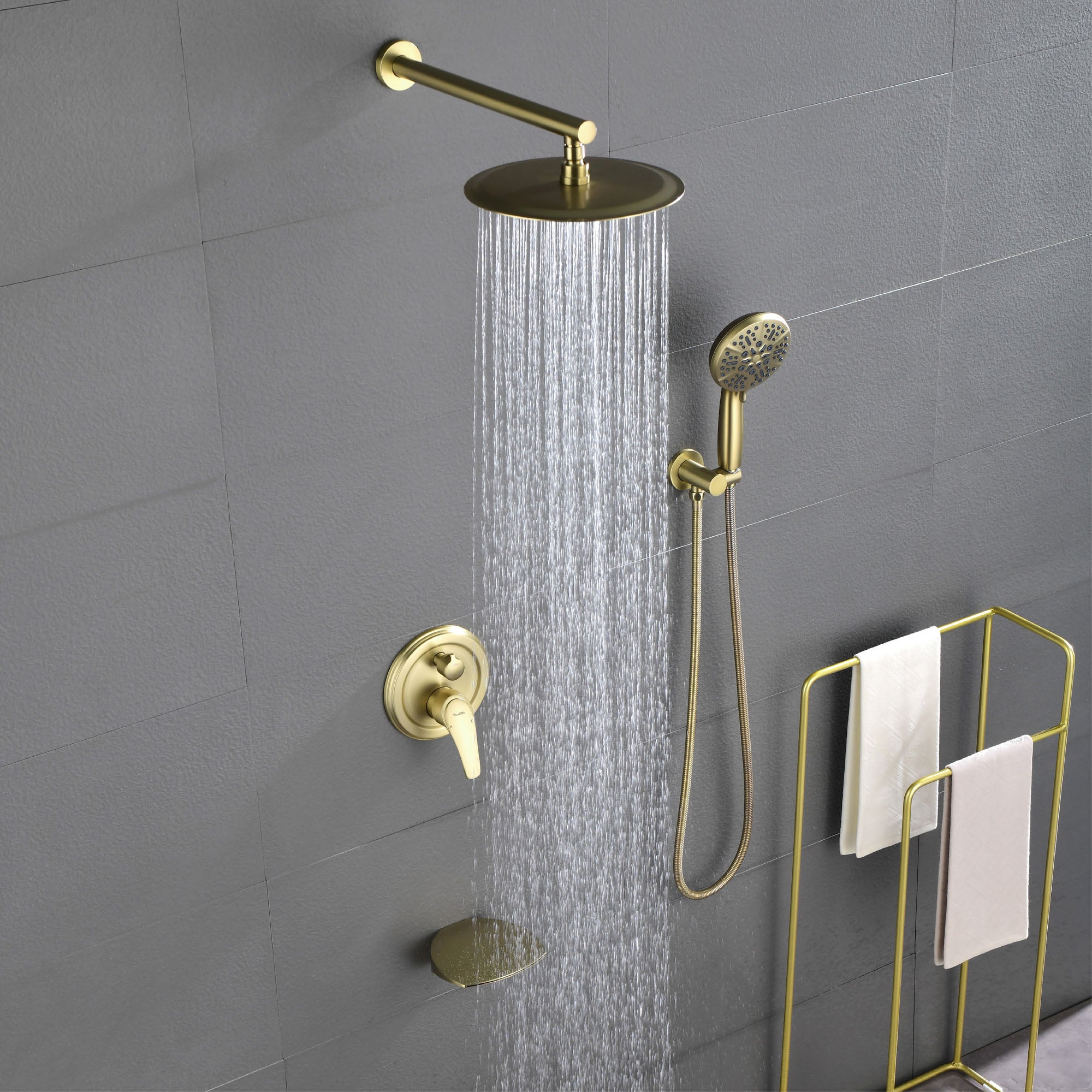 Shower System, 3-Function Wall Mounted Shower Faucet Set for Bathroom with High Pressure 10" Stainless Steel Rain Shower head and 7-Mode Handheld Shower Set