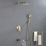 Shower System, 3-Function Wall Mounted Shower Faucet Set for Bathroom with High Pressure 10" Stainless Steel Rain Shower head and 7-Mode Handheld Shower Set