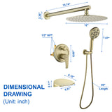 Shower System, 3-Function Wall MounteShower System, 3-Function Wall Mounted Shower Faucet Set for Bathroom with High Pressure Stainless Steel Rain Shower head Shower Set