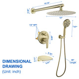 Shower System, 3-Function Wall Mounted Shower Faucet Set for Bathroom with High Pressure 10" Stainless Steel Rain Shower head and 7-Mode Handheld Shower Set