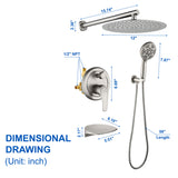 Shower System, 3-Function Wall Mounted Shower Faucet Set for Bathroom with High Pressure 10" Stainless Steel Rain Shower head and 7-Mode Handheld Shower Set