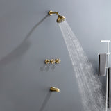 Wall Mounted Three Cross Handles Tub and Shower Faucet Trim with 10-Setting Shower Head