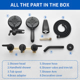 3 Handle Tub Shower Faucet Set Shower System with Tub Spout Bathtub Faucet Set Shower Tub Combo Set Complete Tub and Shower Trim Kit Matte Black