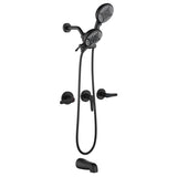 3 Handle Tub Shower Faucet Set Shower System with Tub Spout Bathtub Faucet Set Shower Tub Combo Set Complete Tub and Shower Trim Kit Matte Black