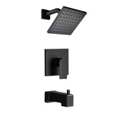 High pressure Single function 6 inch Square Shower Trim Kit with Diverting Tub Spout