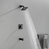High pressure Single function 6 inch Square Shower Trim Kit with Diverting Tub Spout