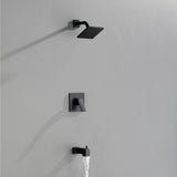 High pressure Single function 6 inch Square Shower Trim Kit with Diverting Tub Spout