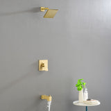 High pressure Single function 6 inch Square Shower Trim Kit with Diverting Tub Spout