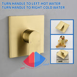 High pressure Single function 6 inch Square Shower Trim Kit with Diverting Tub Spout