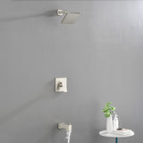 High pressure Single function 6 inch Square Shower Trim Kit with Diverting Tub Spout