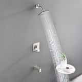 High pressure Single function 6 inch Square Shower Trim Kit with Diverting Tub Spout