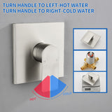 High pressure Single function 6 inch Square Shower Trim Kit with Diverting Tub Spout