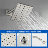 High pressure Single function 6 inch Square Shower Trim Kit with Diverting Tub Spout