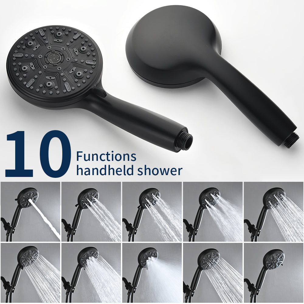 Wall Mounted Round High Pressure Single Handle 10-Spray Hand Shower with Valve