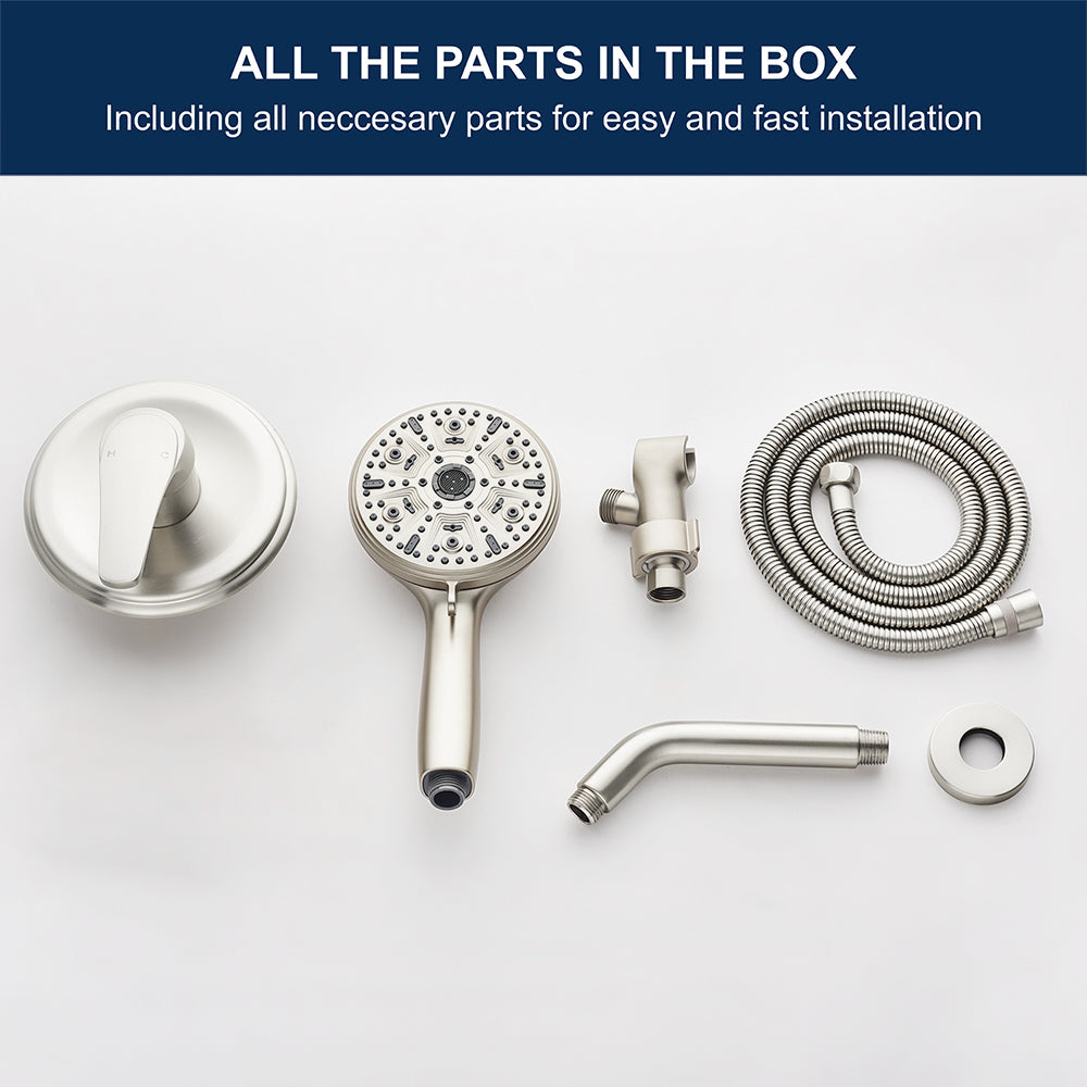 Wall Mounted Round High Pressure Single Handle 10-Spray Hand Shower with Valve