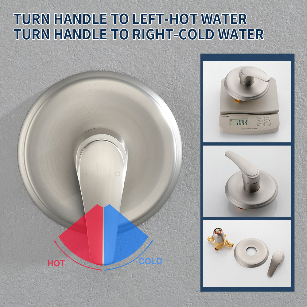 Wall Mounted Round High Pressure Single Handle 10-Spray Hand Shower with Valve