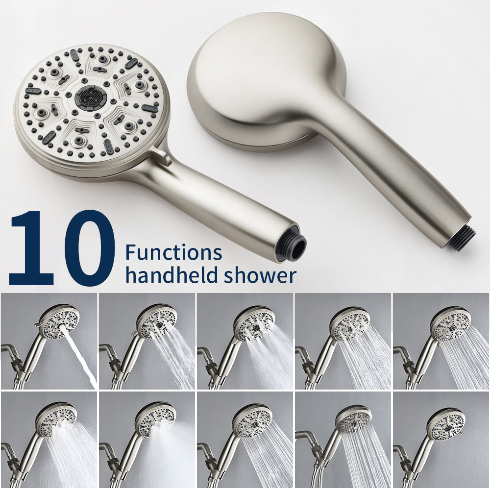 Wall Mounted Round High Pressure Single Handle 10-Spray Hand Shower with Valve