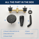 Two-Cross Handle Diverter Tub and Shower Set with ABS 10-Spray Head Shower
