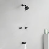 Two-Cross Handle Diverter Tub and Shower Set with ABS 10-Spray Head Shower