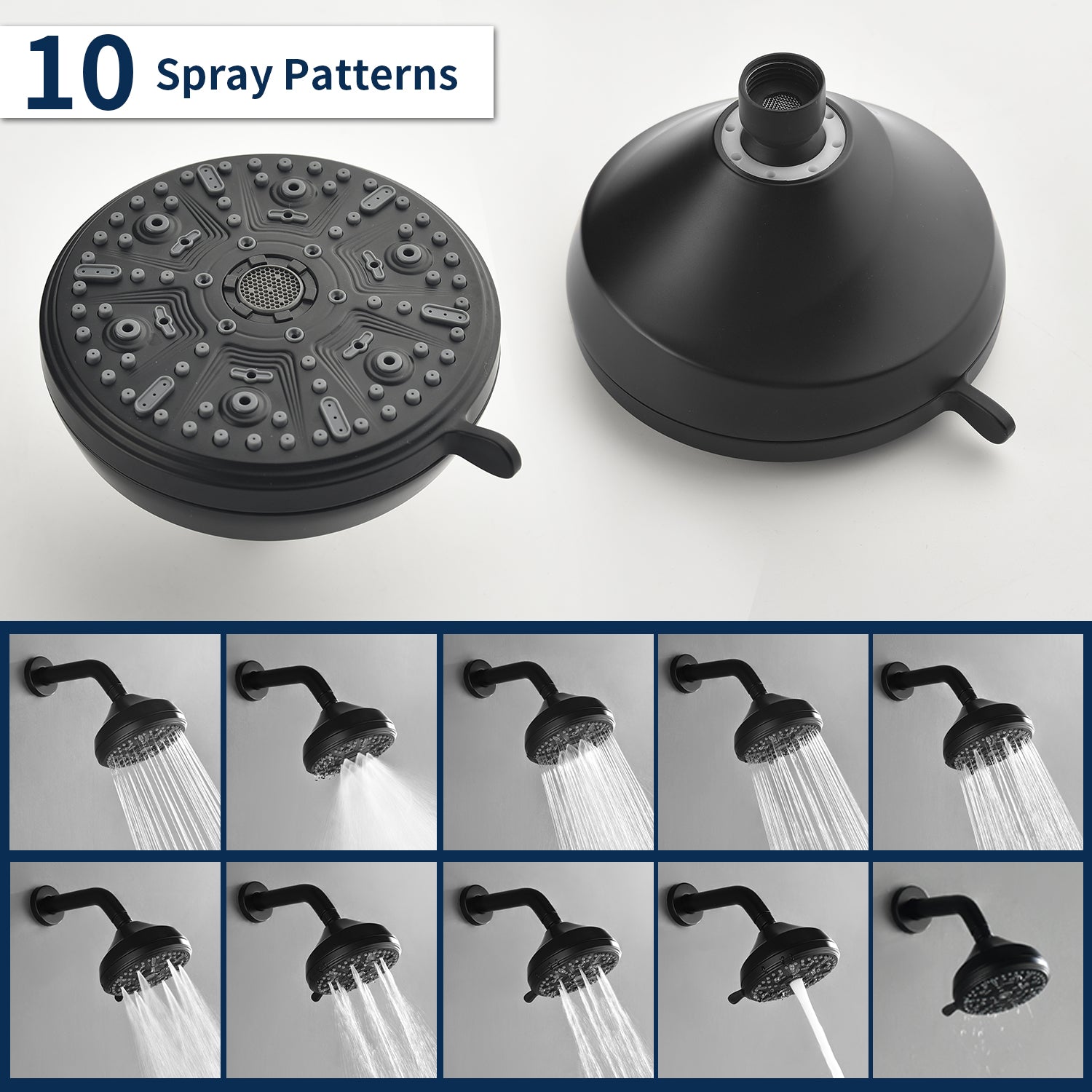 Two-Cross Handle Diverter Tub and Shower Set with ABS 10-Spray Head Shower