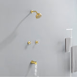 Two-Cross Handle Diverter Tub and Shower Set with ABS 10-Spray Head Shower
