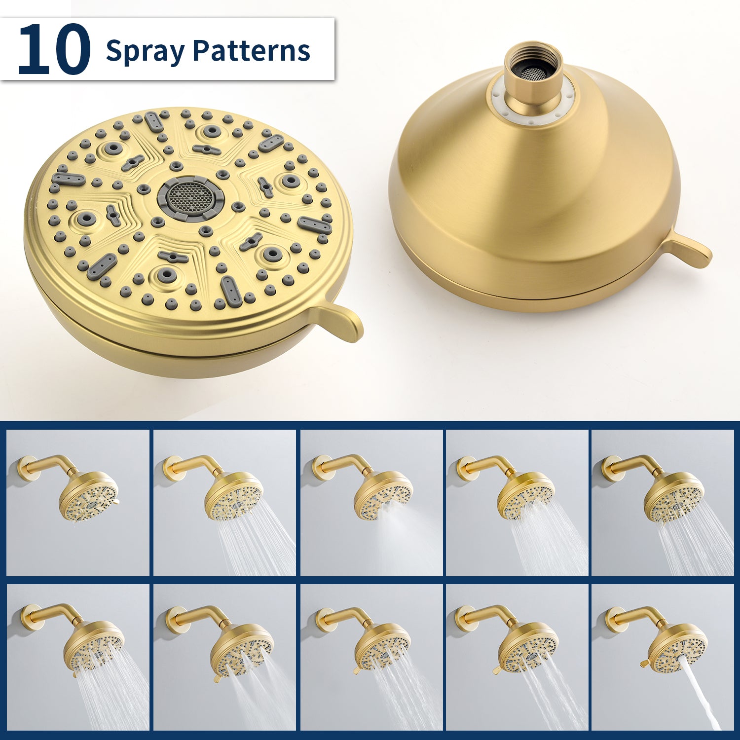 Two-Cross Handle Diverter Tub and Shower Set with ABS 10-Spray Head Shower