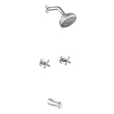 Two-Cross Handle Diverter Tub and Shower Set with ABS 10-Spray Head Shower