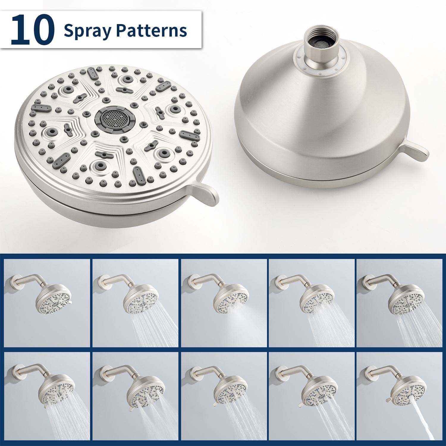 Two-Cross Handle Diverter Tub and Shower Set with ABS 10-Spray Head Shower