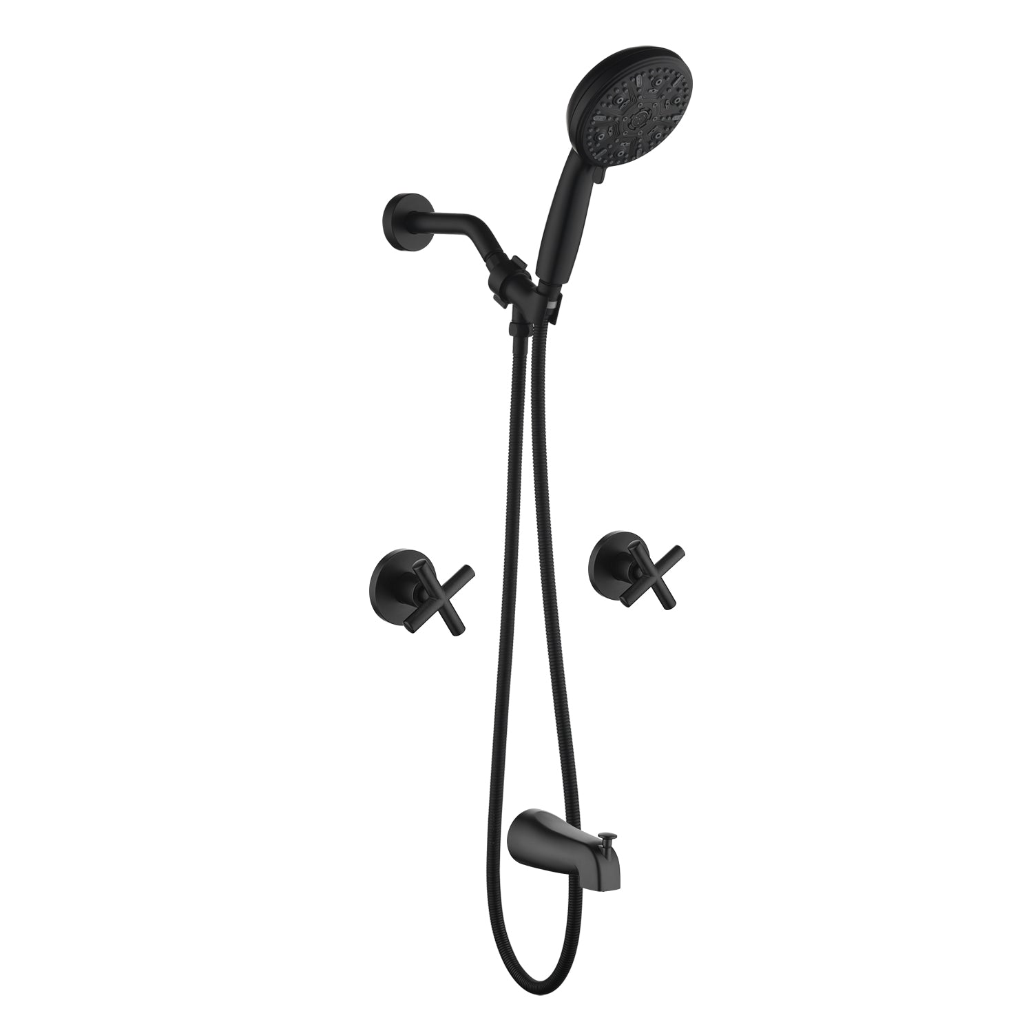 Diverter Tub and Shower Trim Kit with 2-Cross Handle,10 Spray Handheld Shower