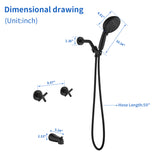 Diverter Tub and Shower Trim Kit with 2-Cross Handle,10 Spray Handheld Shower