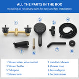 Diverter Tub and Shower Trim Kit with 2-Cross Handle,10 Spray Handheld Shower