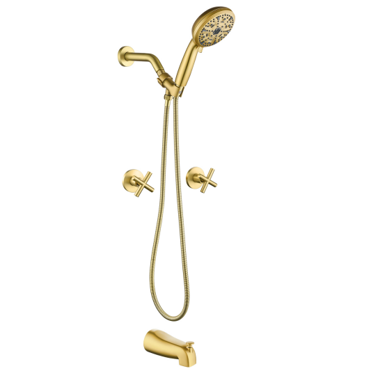 Diverter Tub and Shower Trim Kit with 2-Cross Handle,10 Spray Handheld Shower