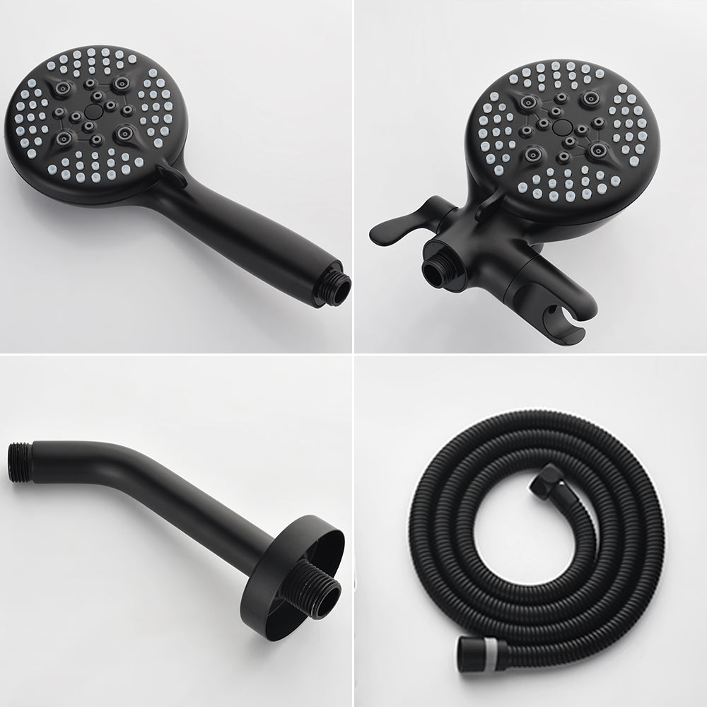2-Head Shower Trim Kit with 5-Setting Handheld Sprayer and Cross Handle in Matte Black | Brushed Nickel | Brushed Gold
