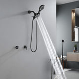 2-Head Shower Trim Kit with 5-Setting Handheld Sprayer and Cross Handle in Matte Black | Brushed Nickel | Brushed Gold