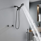 2-Head Shower Trim Kit with 5-Setting Handheld Sprayer and Cross Handle in Matte Black | Brushed Nickel | Brushed Gold