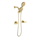 2-Head Shower Trim Kit with 5-Setting Handheld Sprayer and Cross Handle in Matte Black | Brushed Nickel | Brushed Gold